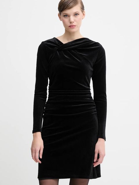 Dkny sukienka welurowa kolor czarny mini dopasowana DD5V1M55 - zdjęcie produktu nr 1