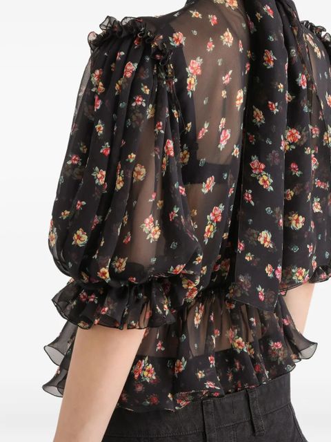 Dolce & Gabbana ruffled floral blouse - Black