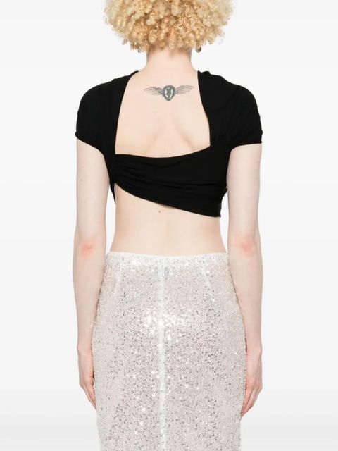 Casablanca crepe draped crop top - Black