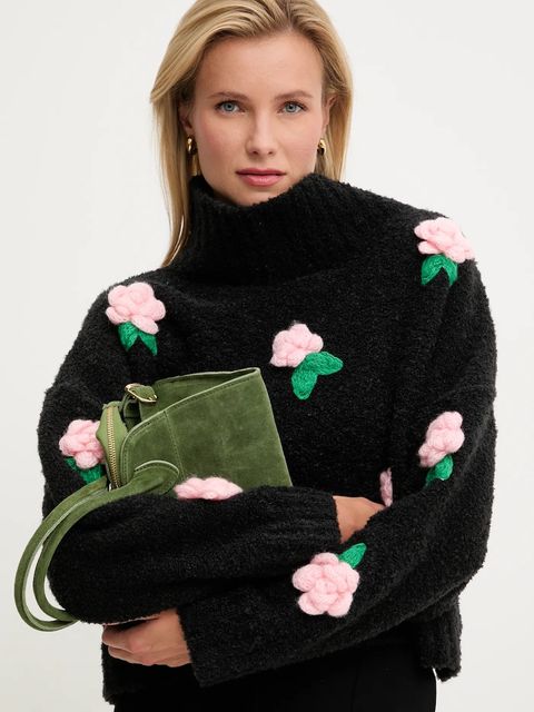 Answear.LAB sweter z dodatkiem wełny damski kolor czarny lekki z półgolfem