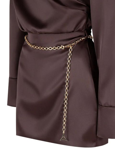 Manière De Voir draped asymmetric chain-belt mini dress - Brown