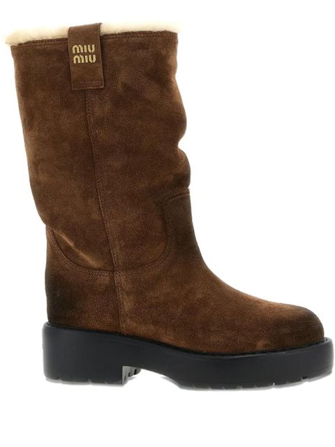 Miu Miu round-toe boots - Brown