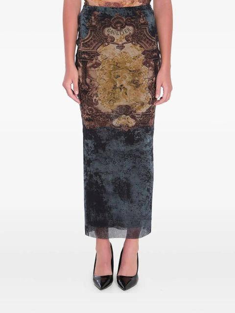 Jean Paul Gaultier Médaillon-print elastic-waist skirt - Blue - zdjęcie produktu nr 1