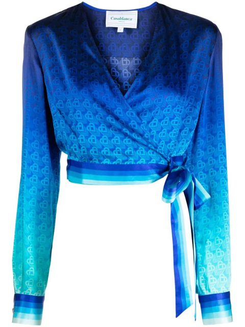 Casablanca The Night View wrap blouse - Blue - zdjęcie produktu nr 1