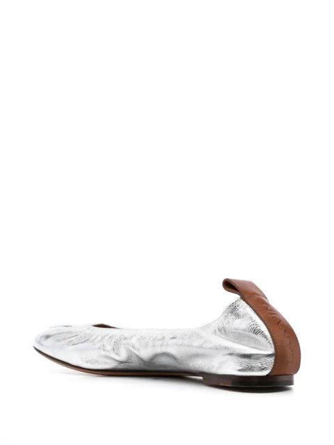 Lanvin metallic leather ballerina shoes - Silver