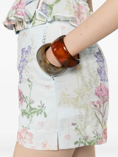 Charo Ruiz Ibiza Pansy floral-print belt shorts - Blue