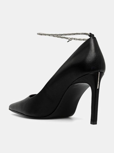 Calvin Klein szpilki skórzane ESS STILETTO HDW CHAIN LTH 90 kolor czarny HW0HW02718 - zdjęcie produktu nr 2
