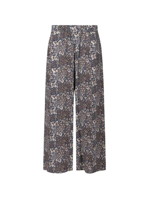 Weekend Max Mara floral-print wide-leg silk trousers - Blue - zdjęcie produktu nr 2