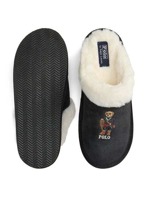 Polo Ralph Lauren kapcie zamszowe Kayleigh Scf kolor czarny 842P03594002