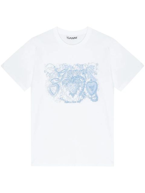 GANNI motif-embroidered T-shirt - White - zdjęcie produktu nr 1