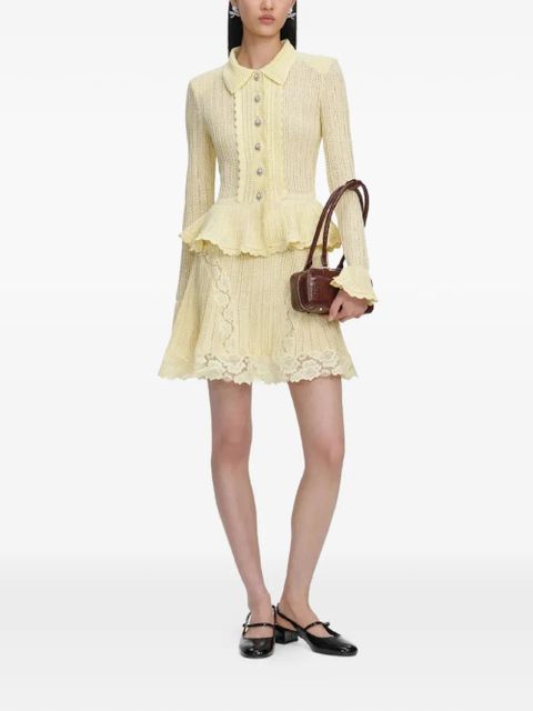 Self-Portrait crystal-embellished lace insert dress - Yellow - zdjęcie produktu nr 2