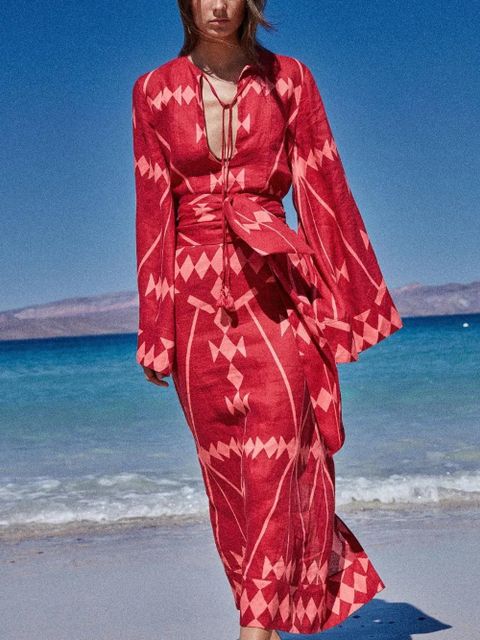 Johanna Ortiz Savannah geometric-print maxi dress - Pink