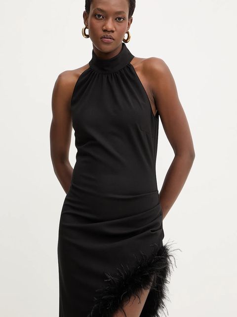 Haveone sukienka kolor czarny maxi dopasowana AVS-P067