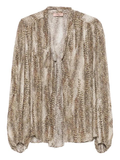 TWINSET animal-print tie-neck blouse - Brown - zdjęcie produktu nr 1