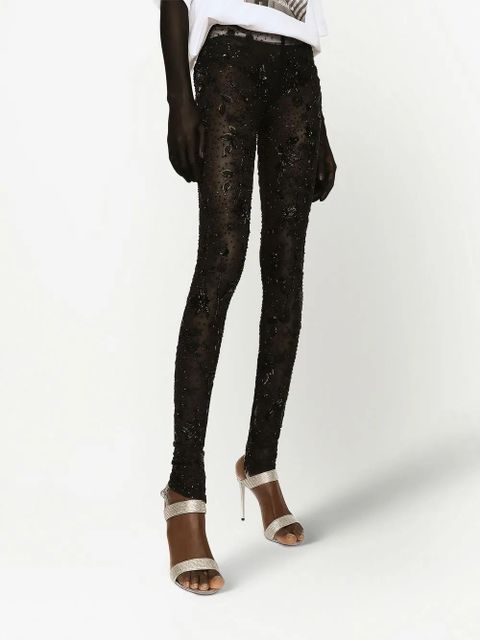 Dolce & Gabbana KIM DOLCE&GABBANA embroidered tulle leggings - Black
