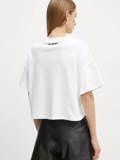 Karl Lagerfeld t-shirt bawełniany IKON damski kolor beżowy A1W17132