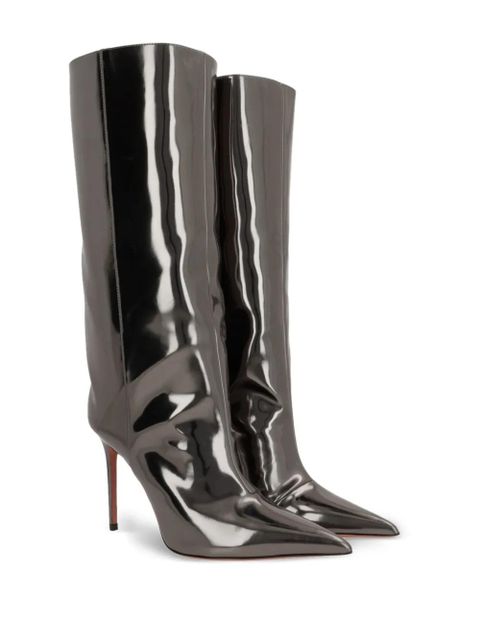Amina Muaddi 95mm Fiona boots - Silver