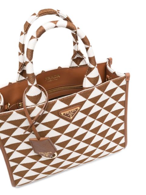 Prada small Symbole jacquard tote bag - Brown