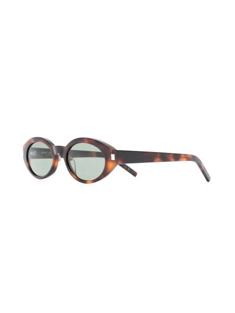 Saint Laurent Eyewear oval-frame tortoiseshell-effect sunglasses - Brown - zdjęcie produktu nr 2