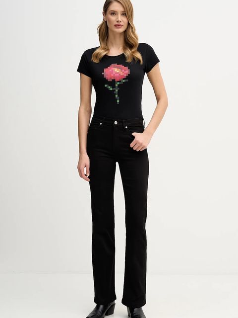 Sisley t-shirt bawełniany damski kolor czarny 3I1XL107Z