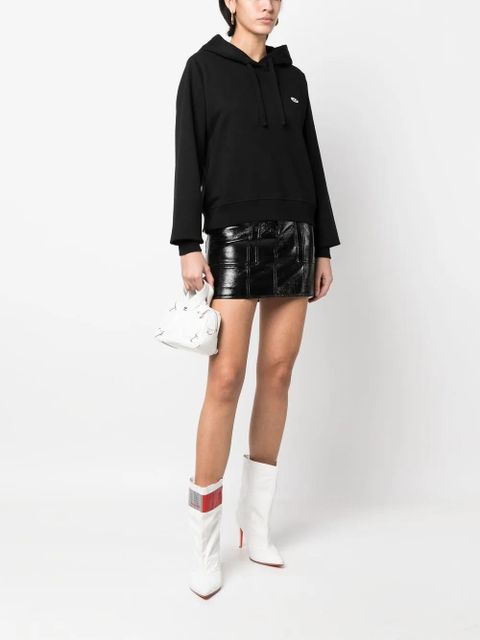 Diesel logo-patch drawstring hoodie - Black