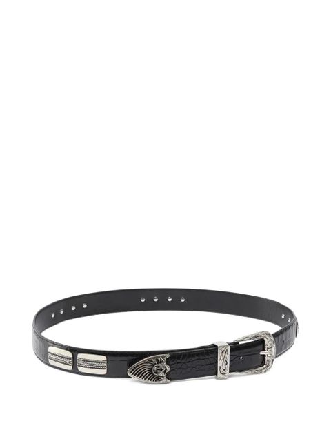 PINKO crocodile-effect leather belt - Black - zdjęcie produktu nr 2