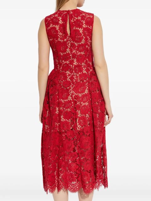 Self-Portrait lace-overlay dress - Red