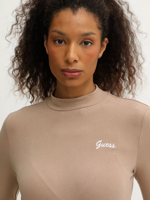 Guess longsleeve ALBA kolor beżowy z półgolfem V5BP10 KCBF1