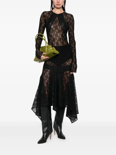 The Attico lace asymmetric-hem midi dress - Black - zdjęcie produktu nr 2