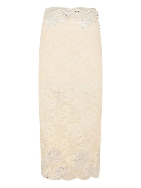 Rabanne lace scalloped-hem midi skirt - Neutrals - zdjęcie produktu nr 2