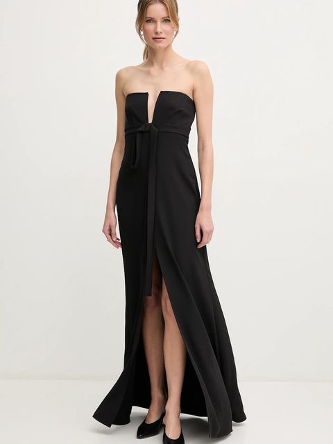 Sandro Ferrone sukienka kolor czarny maxi prosta S23XBEBUSSOLE - zdjęcie produktu nr 1