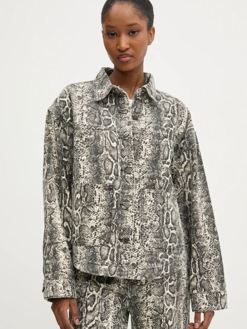 Answear.LAB kurtka jeansowa damska kolor beżowy przejściowa oversize