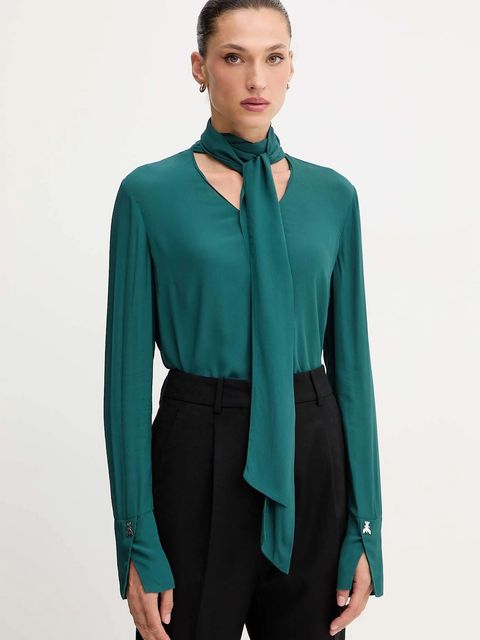 Patrizia Pepe koszula damska kolor zielony regular z wiązanym dekoltem 2C1648 A8I1 - zdjęcie produktu nr 1