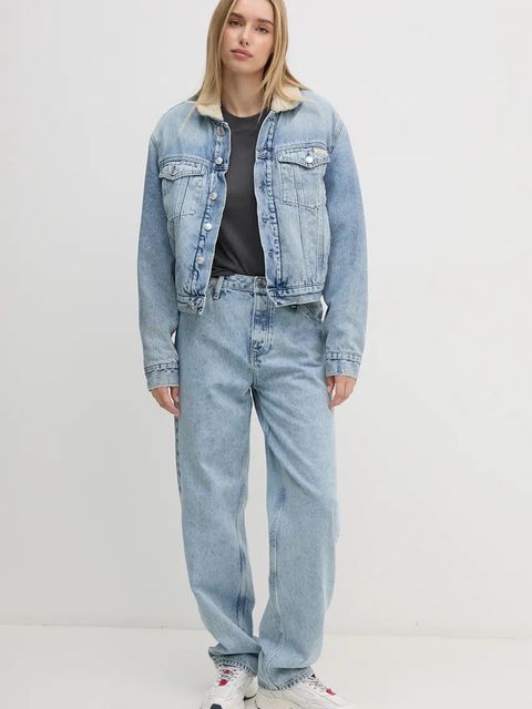 Calvin Klein Jeans kurtka damska kolor niebieski zimowa J20J224096