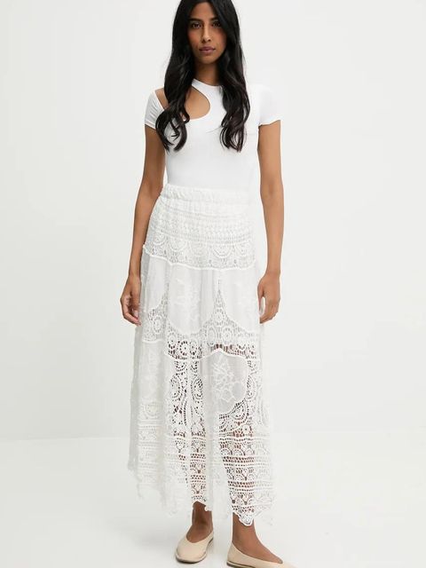 Answear.LAB spódnica bawełniana kolor biały maxi rozkloszowana - zdjęcie produktu nr 2