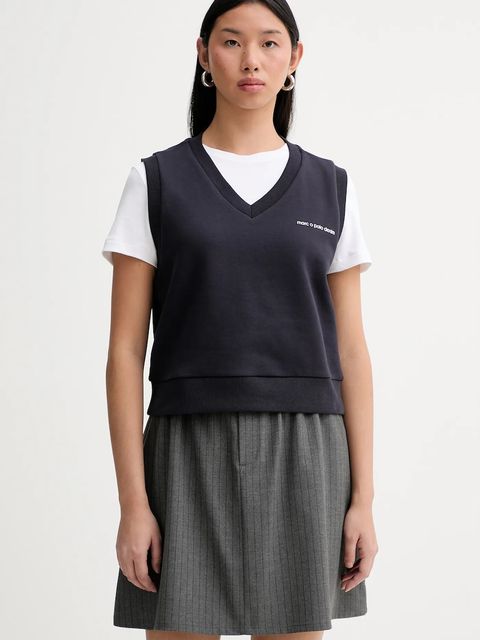 Marc O'Polo kamizelka bawełniana damska kolor granatowy z nadrukiem 5000007595 - zdjęcie produktu nr 1