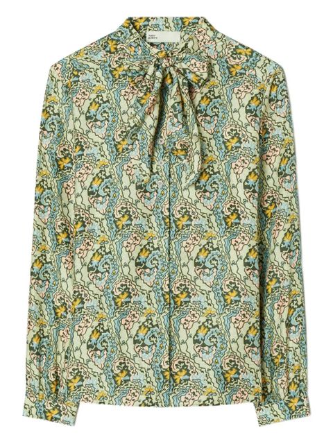Tory Burch paisley-print bow blouse - Blue - zdjęcie produktu nr 1