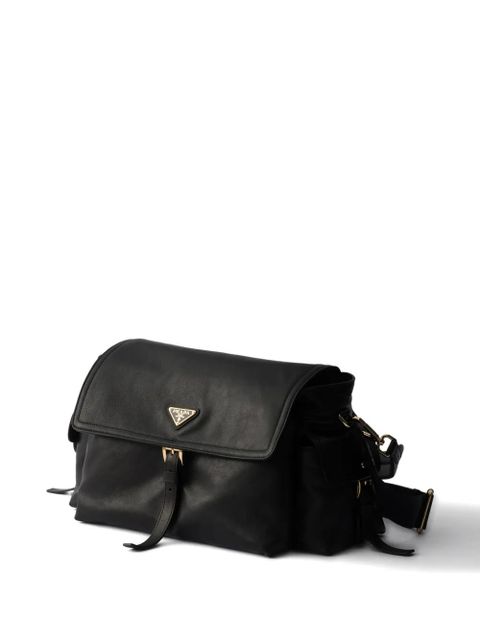 Prada logo leather shoulder bag - Black