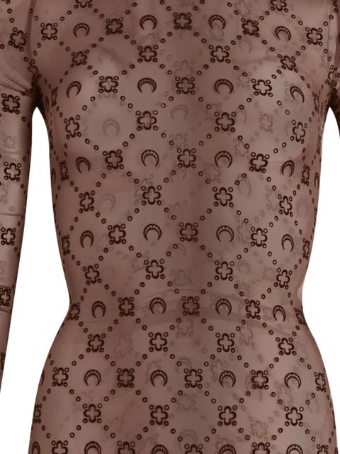 Marine Serre patterned long-sleeve top - Brown