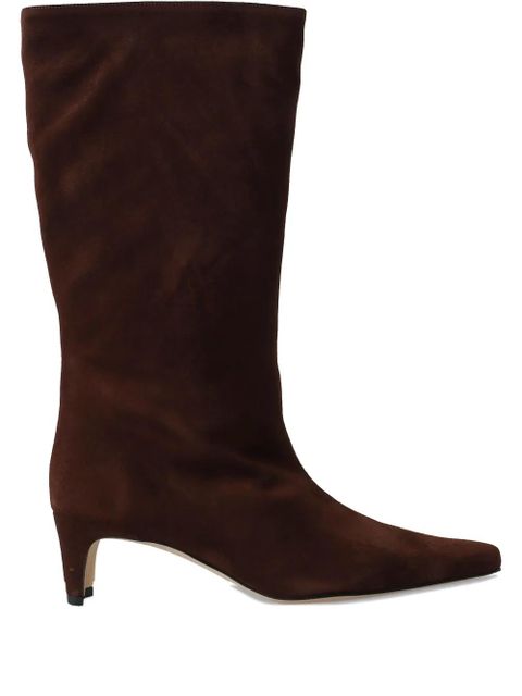 STAUD 55mm leather pointed-toe boots - Brown