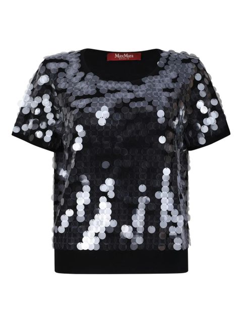 Max Mara sequin-embellished short-sleeve T-shirt - Black - zdjęcie produktu nr 1