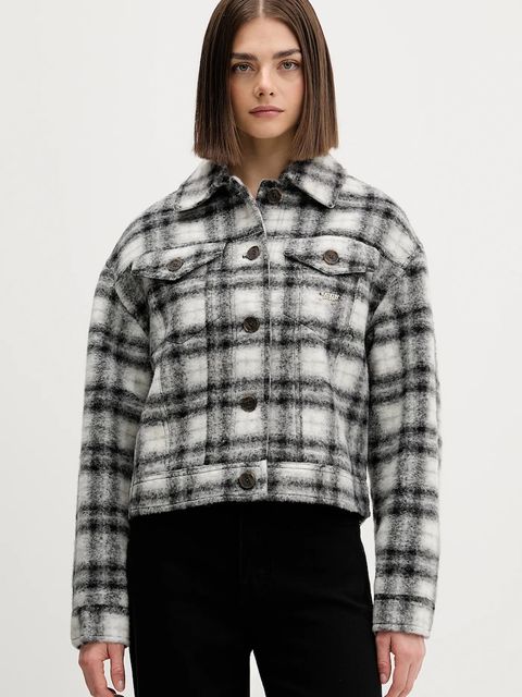 Tommy Jeans kurtka z dodatkiem wełny kolor czarny przejściowa oversize DW0DW21662 - zdjęcie produktu nr 1