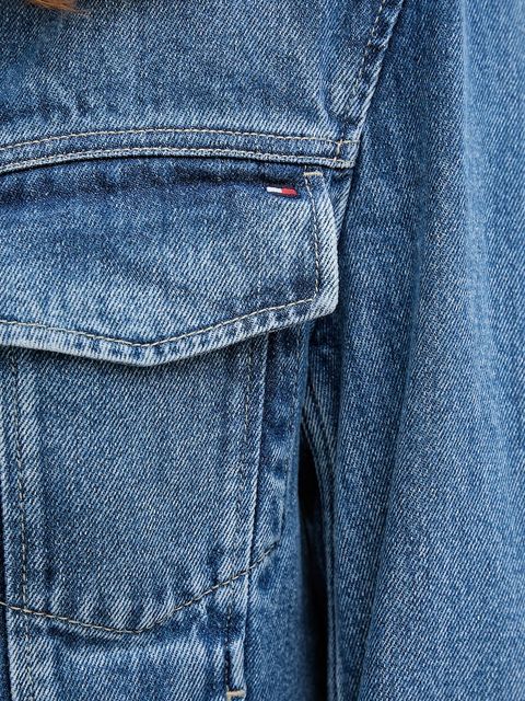 Tommy Hilfiger kurtka jeansowa kolor niebieski przejściowa WW0WW46485