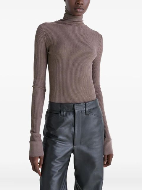 LEMAIRE turtleneck ribbed top - Brown