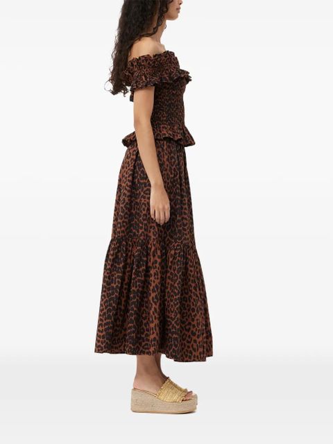 GANNI leopard-print maxi skirt - Brown