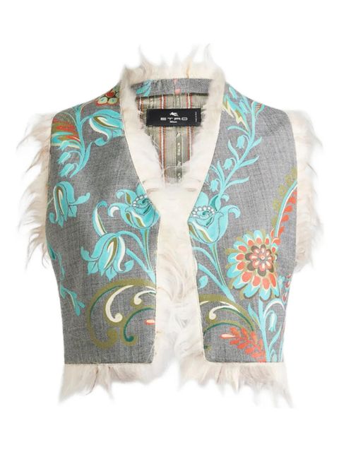 ETRO floral-print fringed waistcoat - Grey - zdjęcie produktu nr 1
