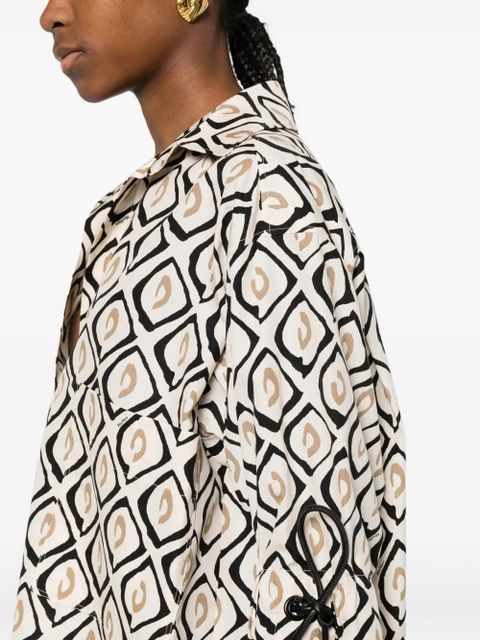 Max Mara Mxmecru tie-detail patterned blouse - Neutrals