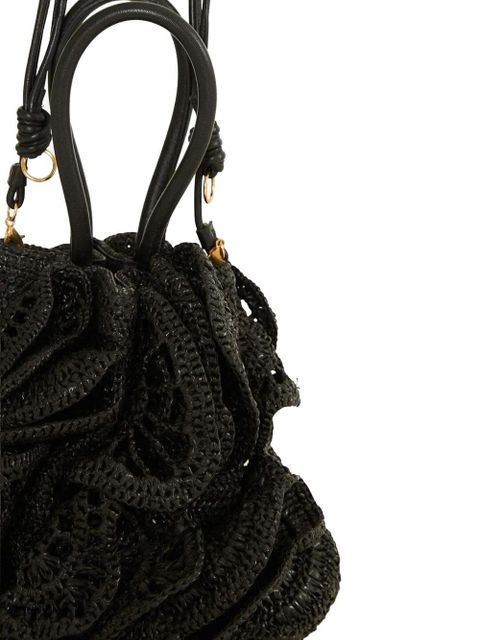 FARM Rio raffia flower tote bag - Black
