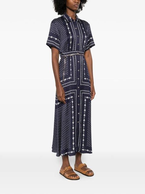 Maje bandana-print midi dress - Blue