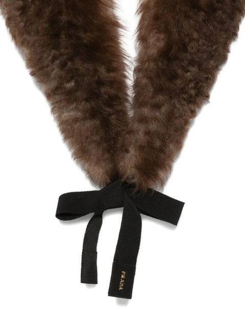 Prada shearling-bow scarf - Brown - zdjęcie produktu nr 2